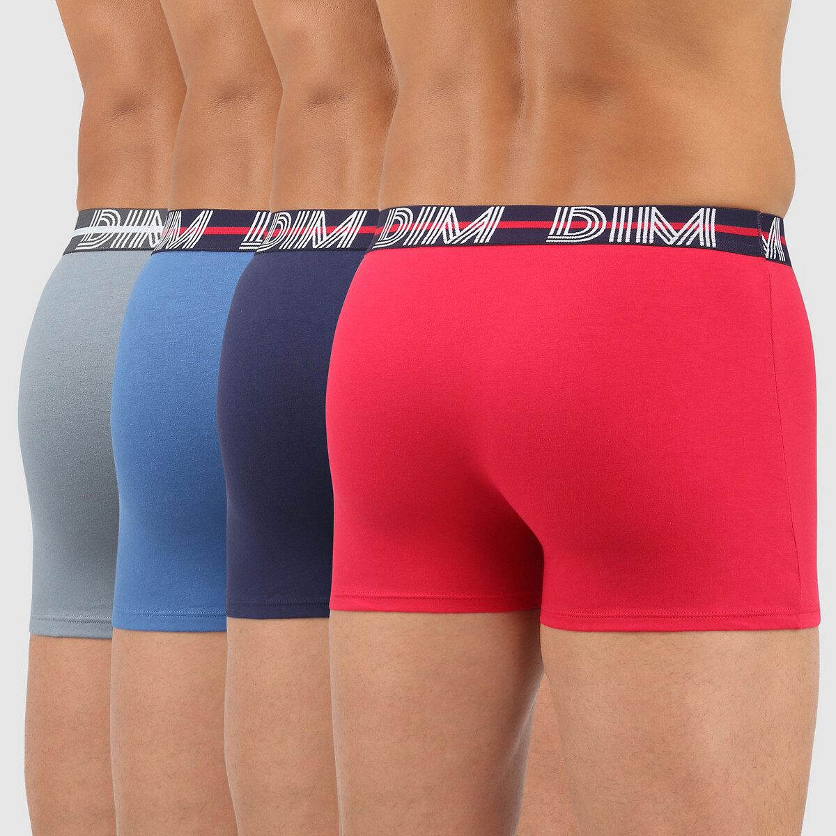 Pack of 4 Powerful Boxer Shorts blue + grey + red, DIM