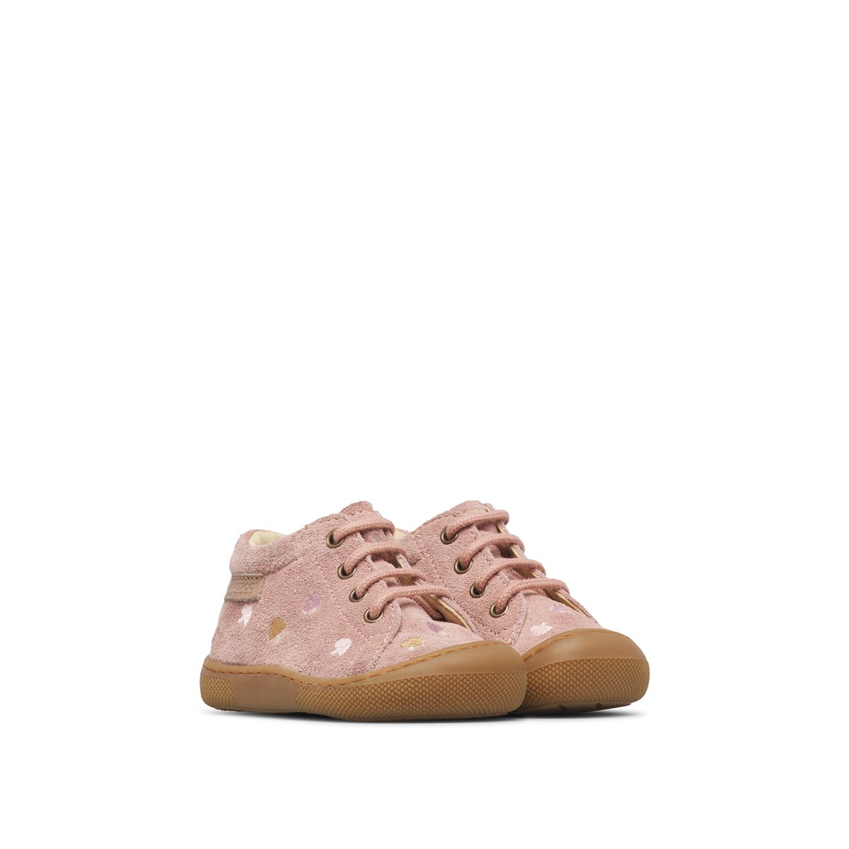 Chaussures premiers pas en suède BAREFOOT AMUR EMBR.MUSHROOM rose-rose clair, NATURINO