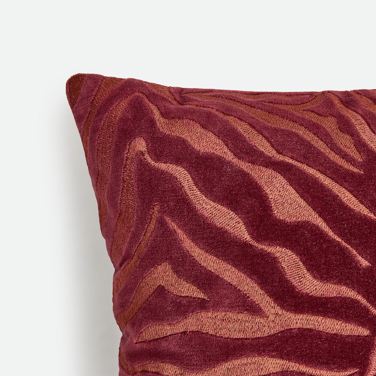 Housse de coussin rectangulaire, coton, brodée, GERI bordeaux, LA REDOUTE INTERIEURS