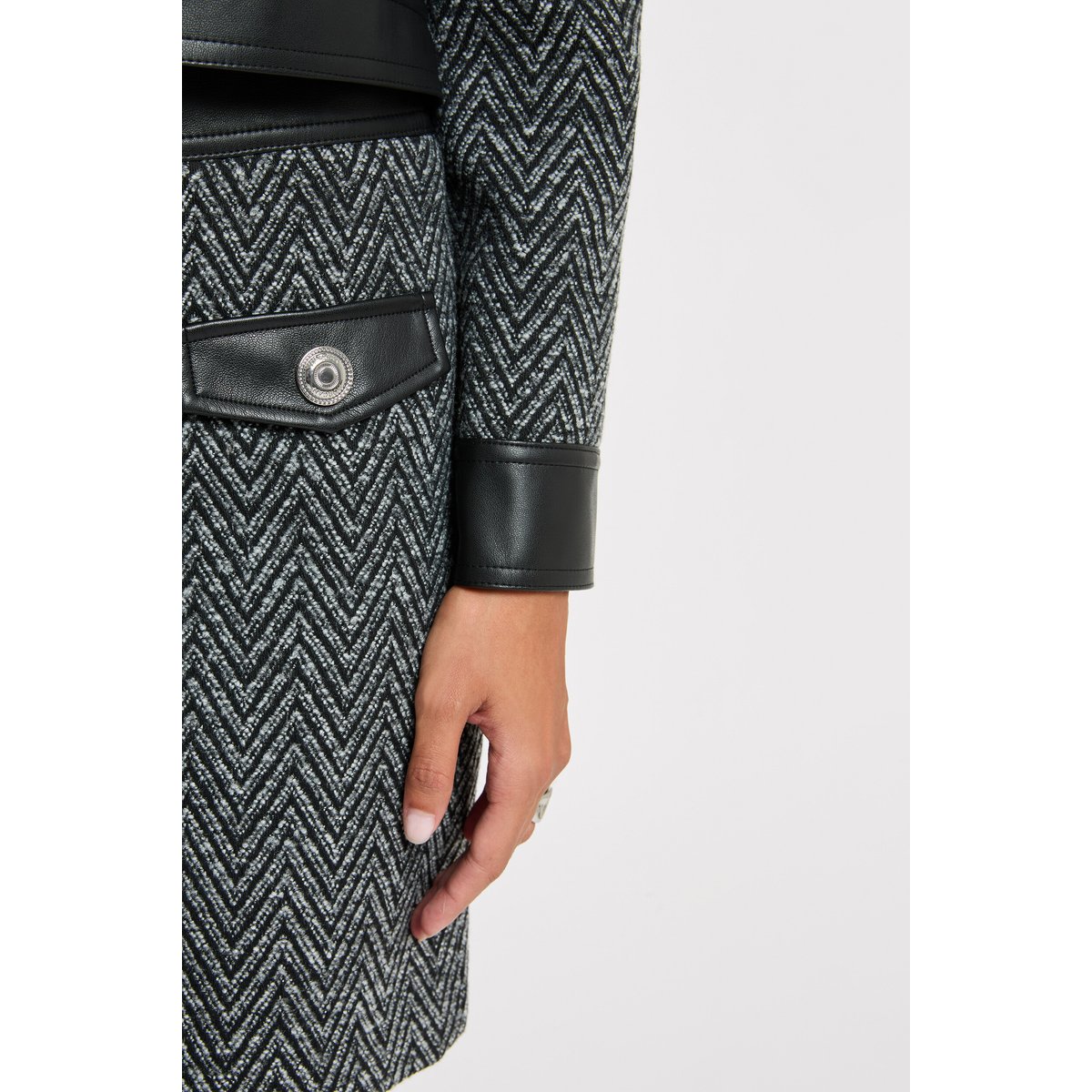 Jupe tweed noir, MORGAN