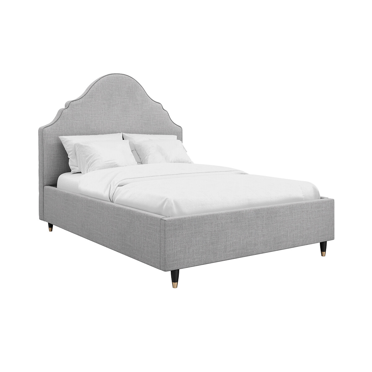 Novella Linen Upholstered Bed with French Style Headboard light grey, ÉDITÉ