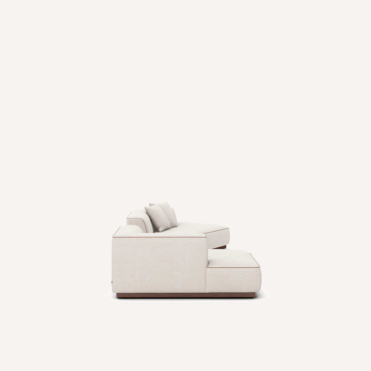Canapé d'angle gauche ouvert, avec repose-pieds, en coton et lin, JACOPO beige, AM.PM