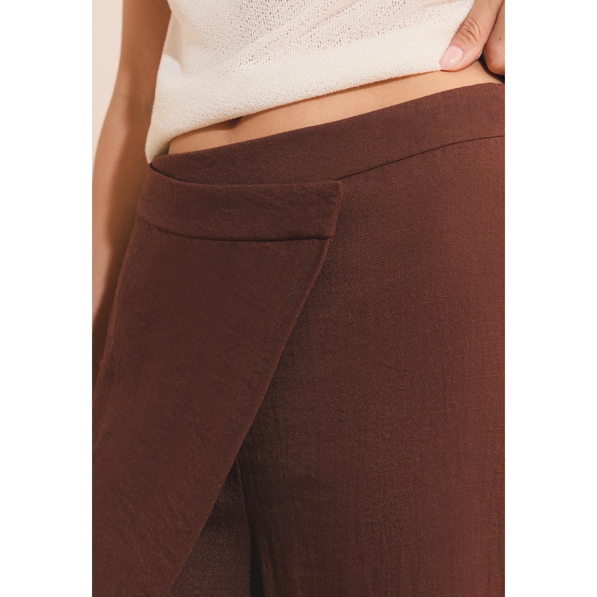 Pantalon large asymétrique PRISCA chocolat, ETAM