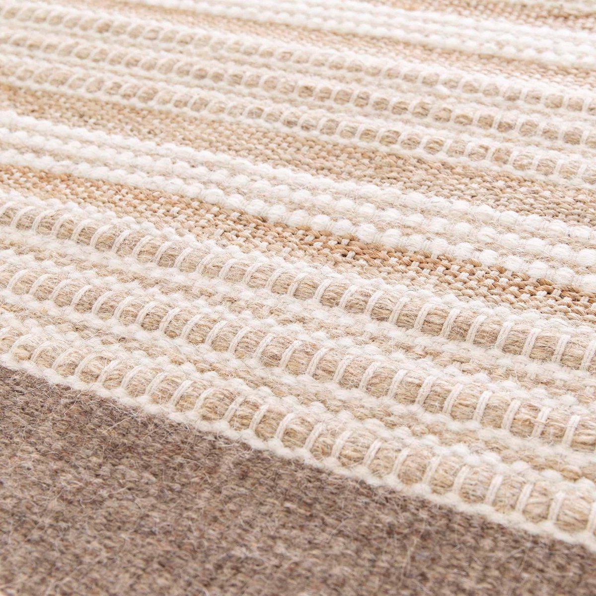 Tapis ARUN en laine et jute tissé à plat, ARUN beige, OVIALA