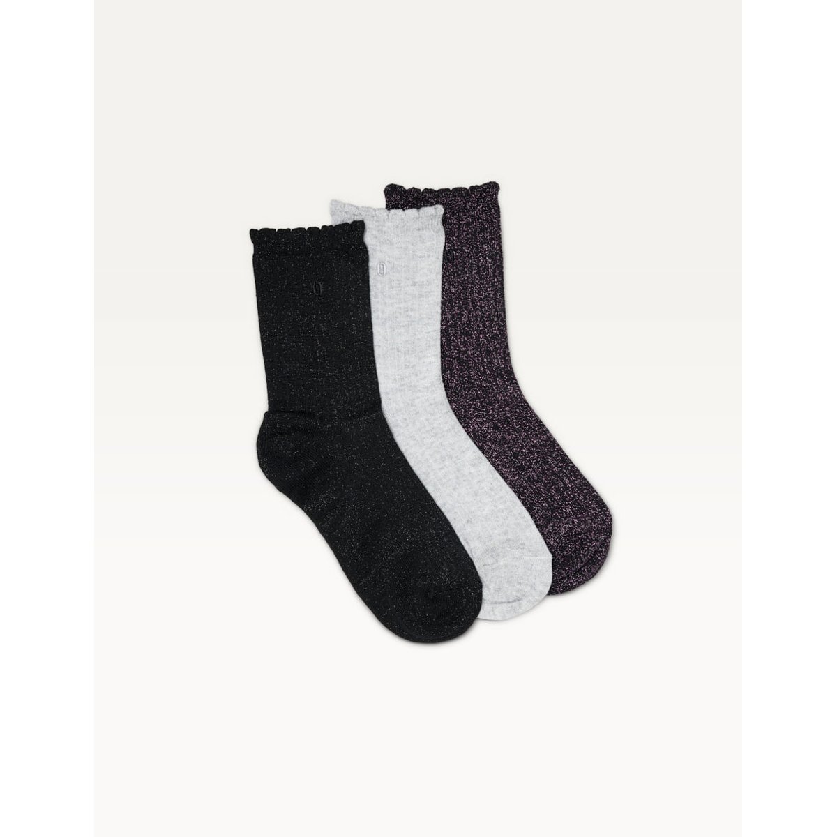 Pack de 3 CHAUSSETTES noir violet argenté, ODAJE