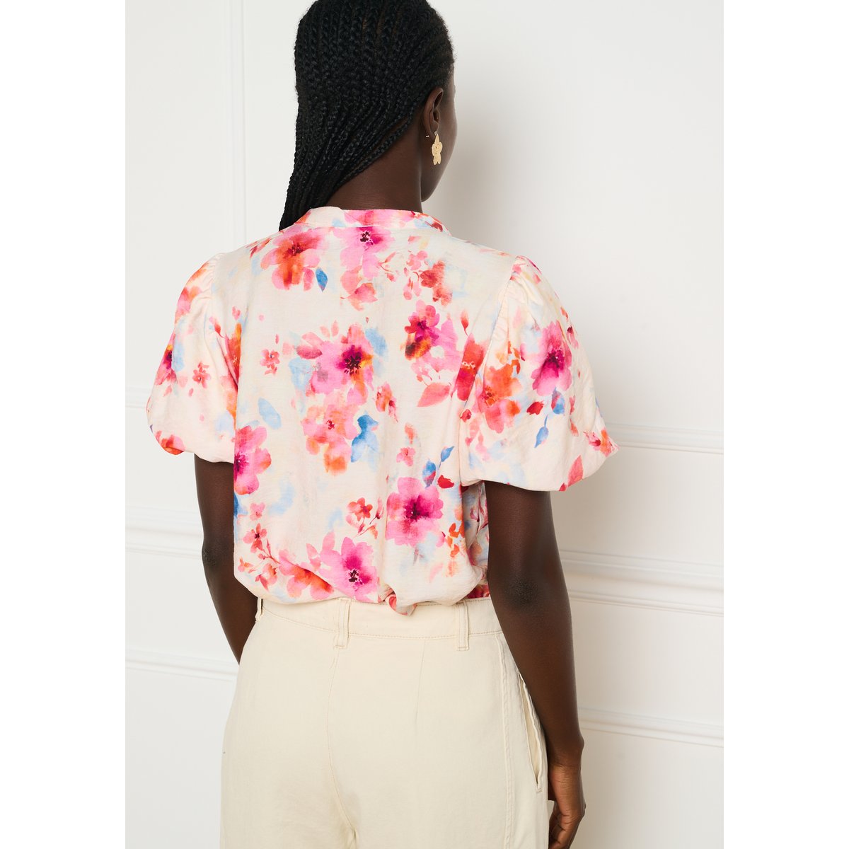 Blouse à manches bouffantes rose clair, LOLALIZA