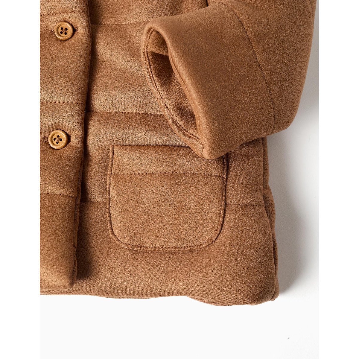 Manteau rembourré à capuche et doublure en peluche douce beige, ZIPPY