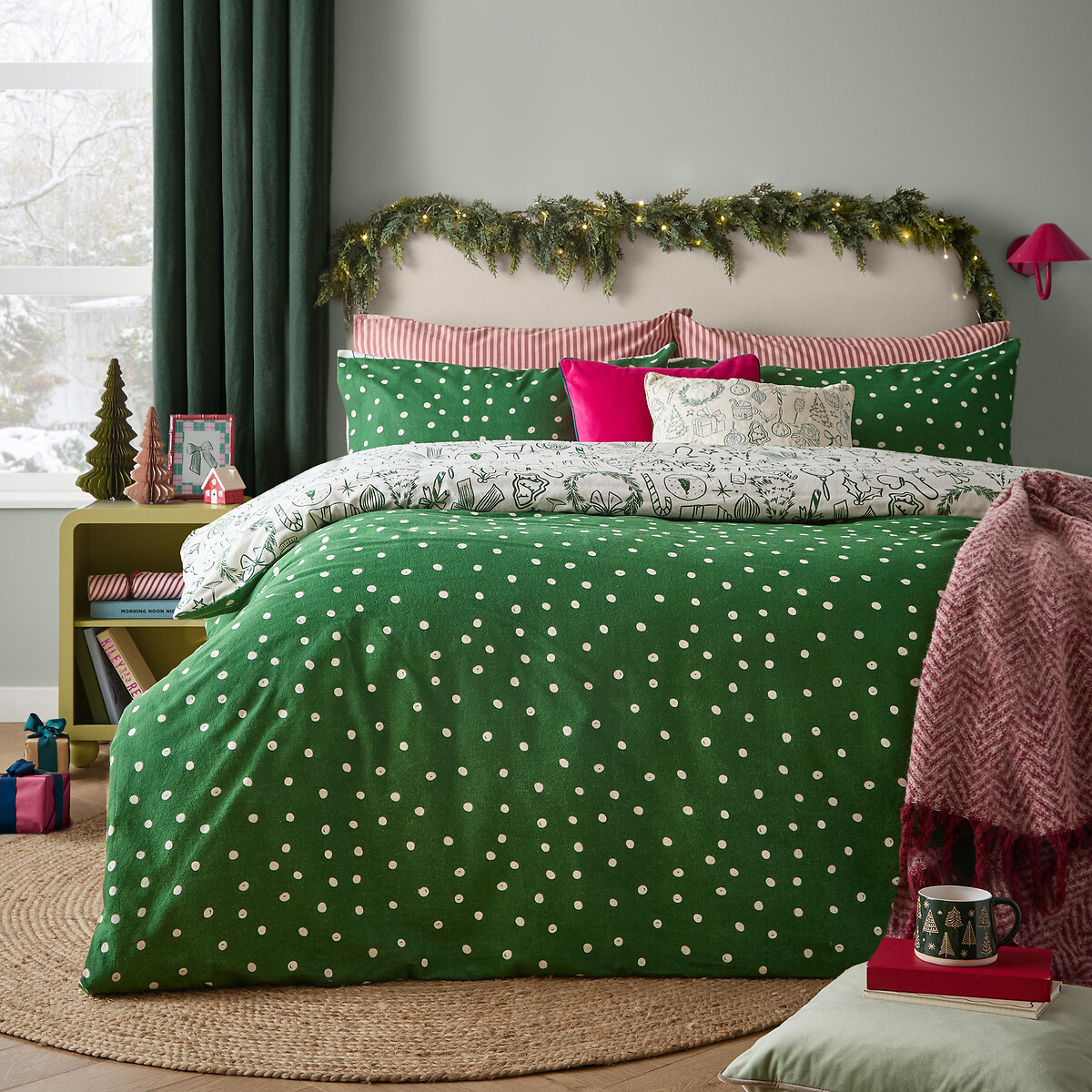 Merry Christmas Reversible Duvet Cover and Pillowcase Set multi-coloured, FURN.