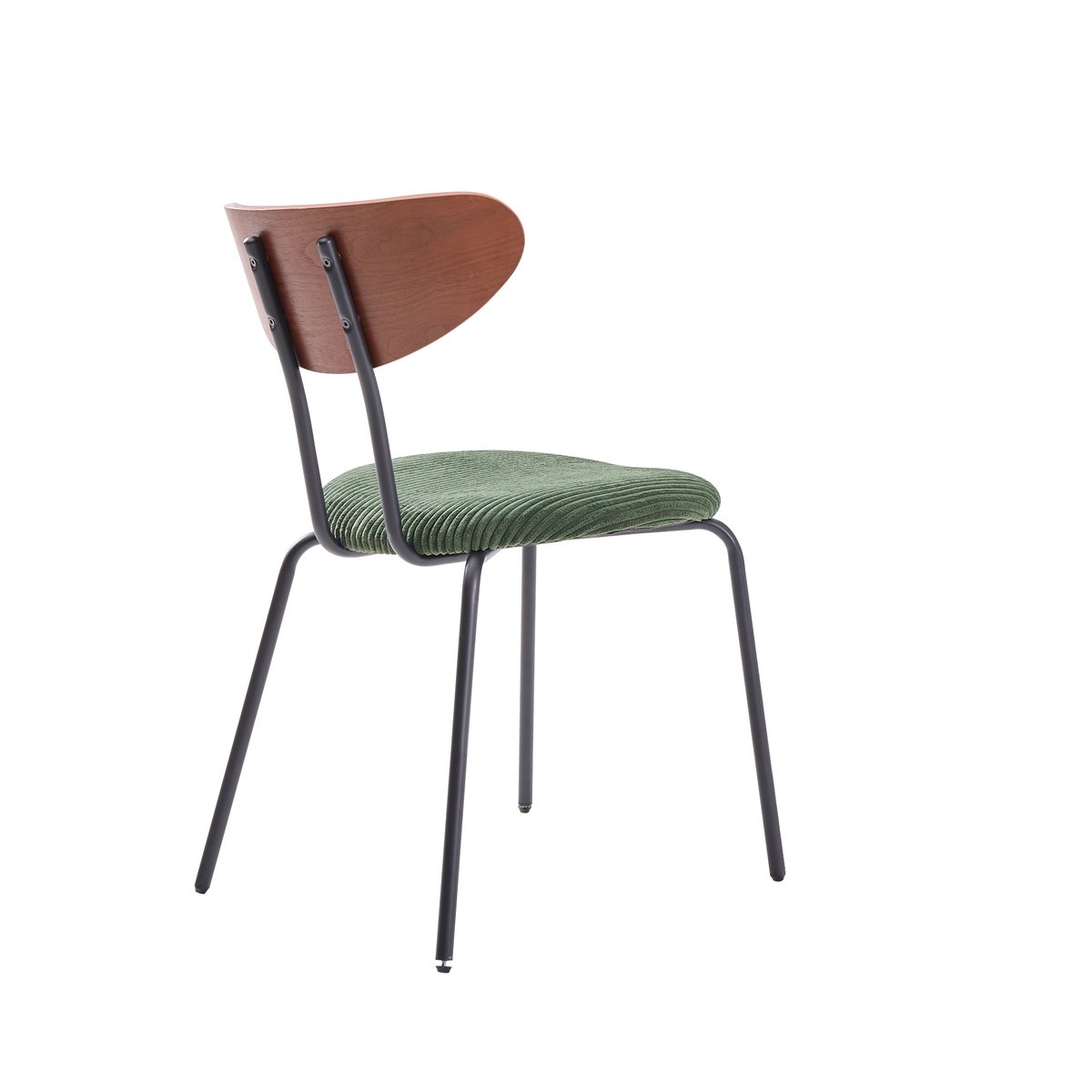 Lot de 2 chaises de salle à manger en bois, métal et velours côtelé, NIBE vert, NORDLYS