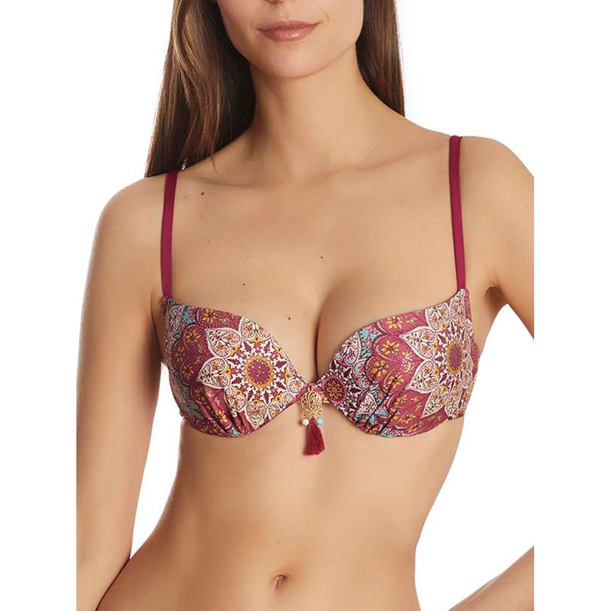 Haut maillot de bain balconnet multipositions Mandala prune, SELMARK MARE