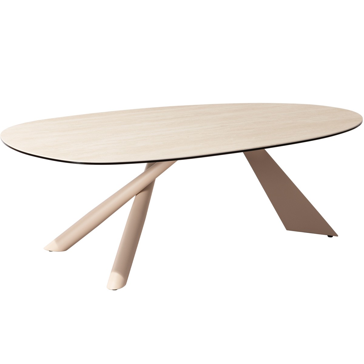 Table basse ovale en céramique effet Travertin - TUNDRA travertin, HOMIFAB