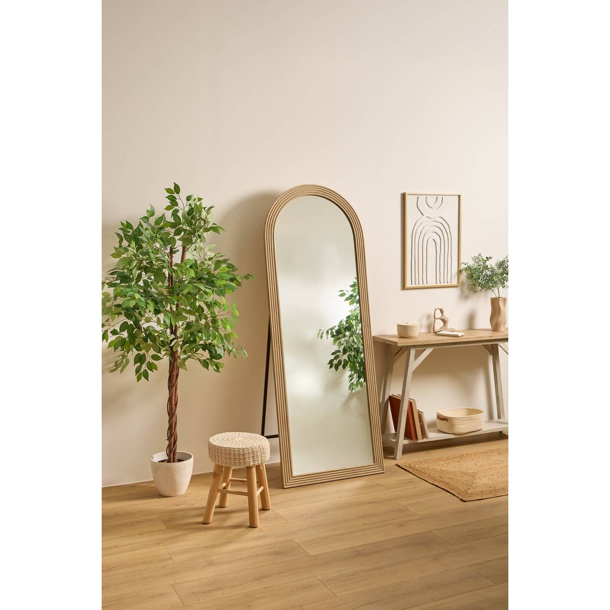 Miroir sur pied HELOIS beige, ATMOSPHERA
