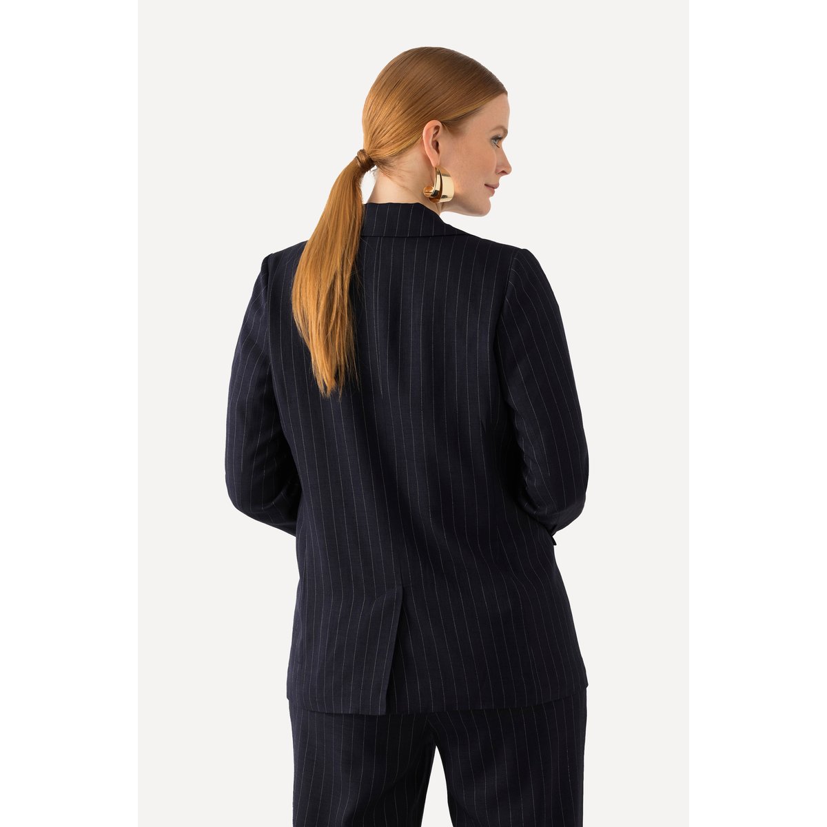 Blazer, rayures fines, col à revers marine, ULLA POPKEN