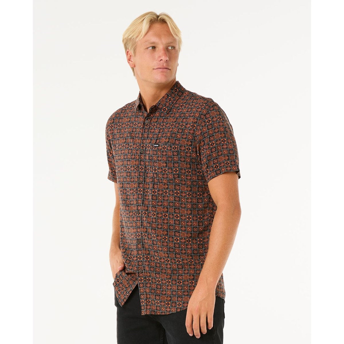 Chemise FUN TIMES S/S SHIRT black/orange, RIP CURL