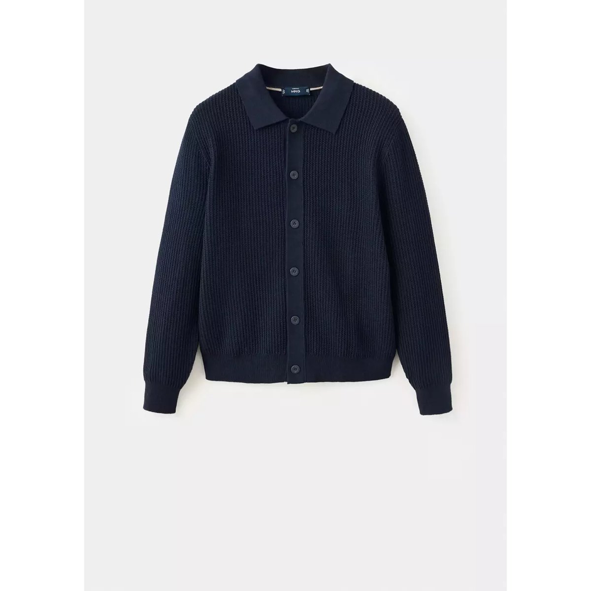 Cardigan tricot texturé bleu marine, MANGO MAN