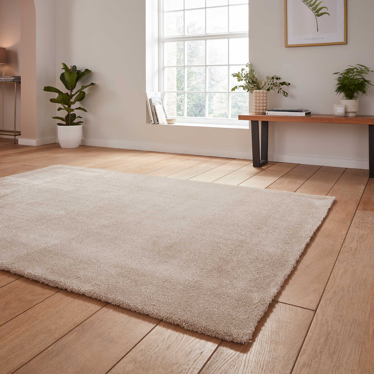Soft Shaggy Washable Plain Rug beige, SO'HOME