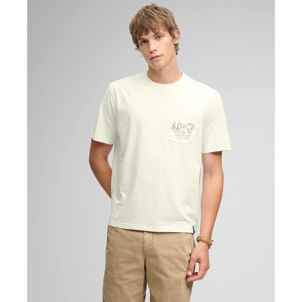 T-shirt Trade Coupe Décontractée crème, SUPERDRY