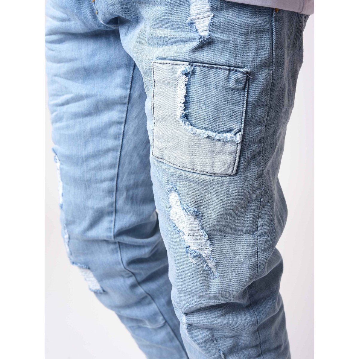 Jean skinny avec empiècements style patch bleu clair, PROJECT X