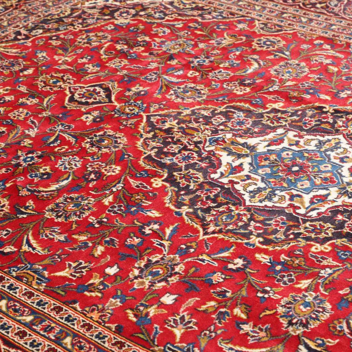 Tapis d'orient au motif oriental, noué main en laine, ARDAKAN 2 rouge, beige, bleu, UN AMOUR DE TAPIS