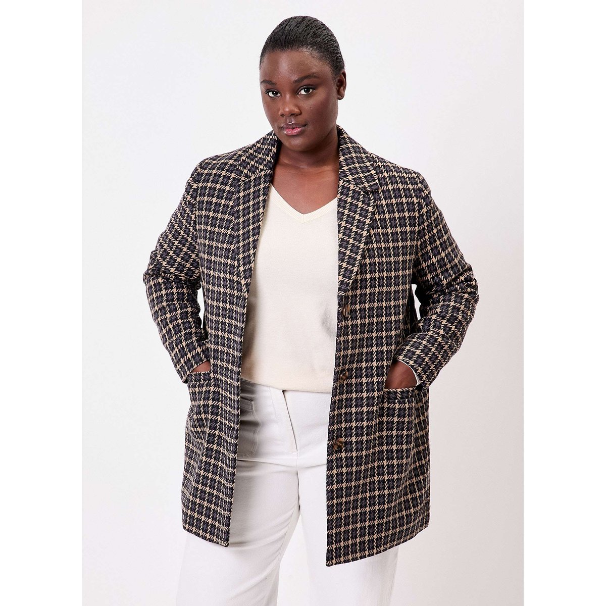 Manteau droit lainage AUDREY gris bordeaux, LA FIANCÉE