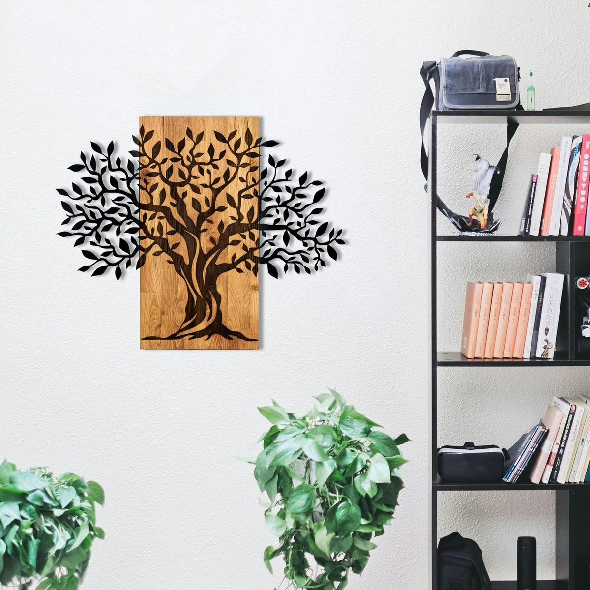 Décoration murale en métal et bois – arbre de vie noir, PIER IMPORT