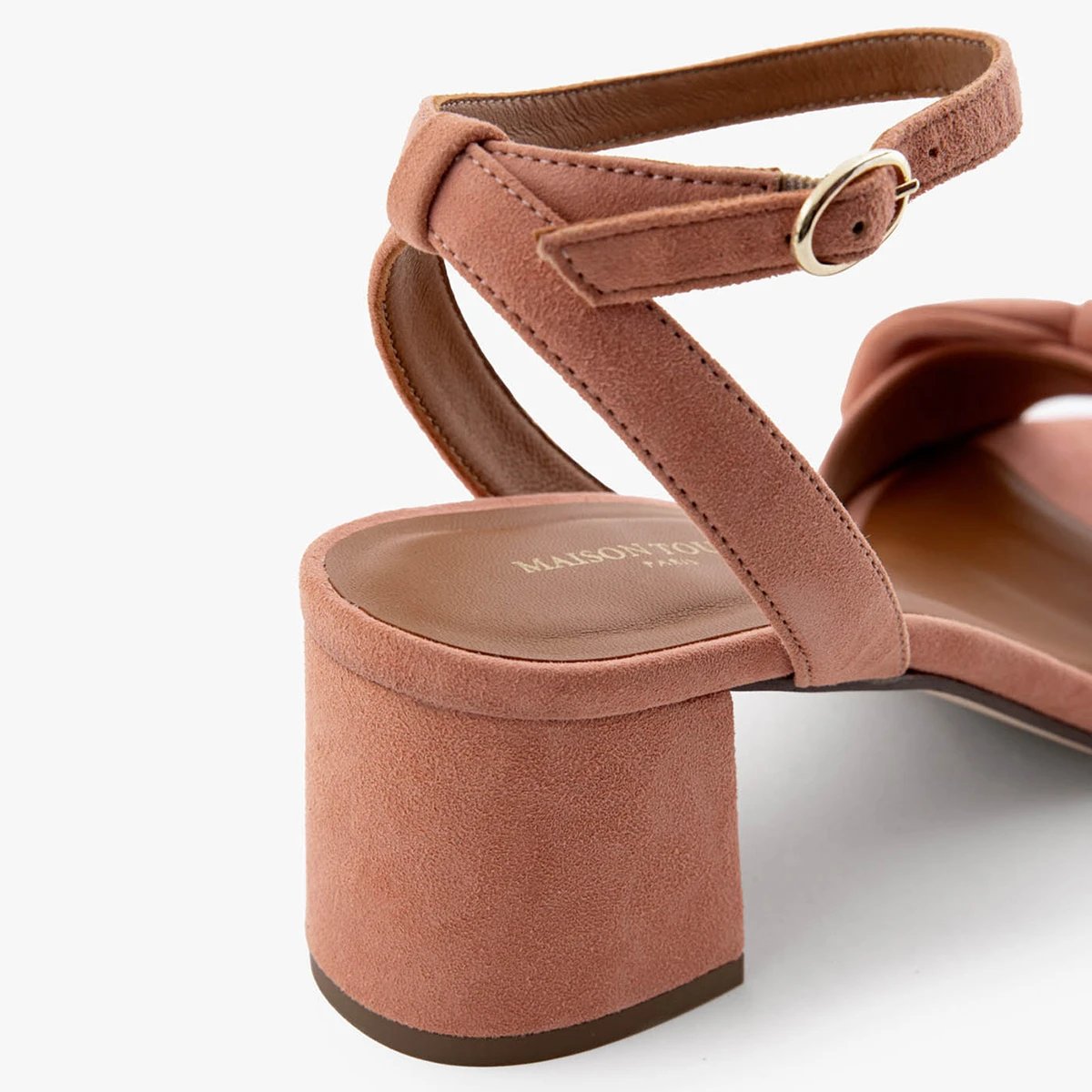 Sandale cuir velours CÉLESTE rose, MAISON TOUFET
