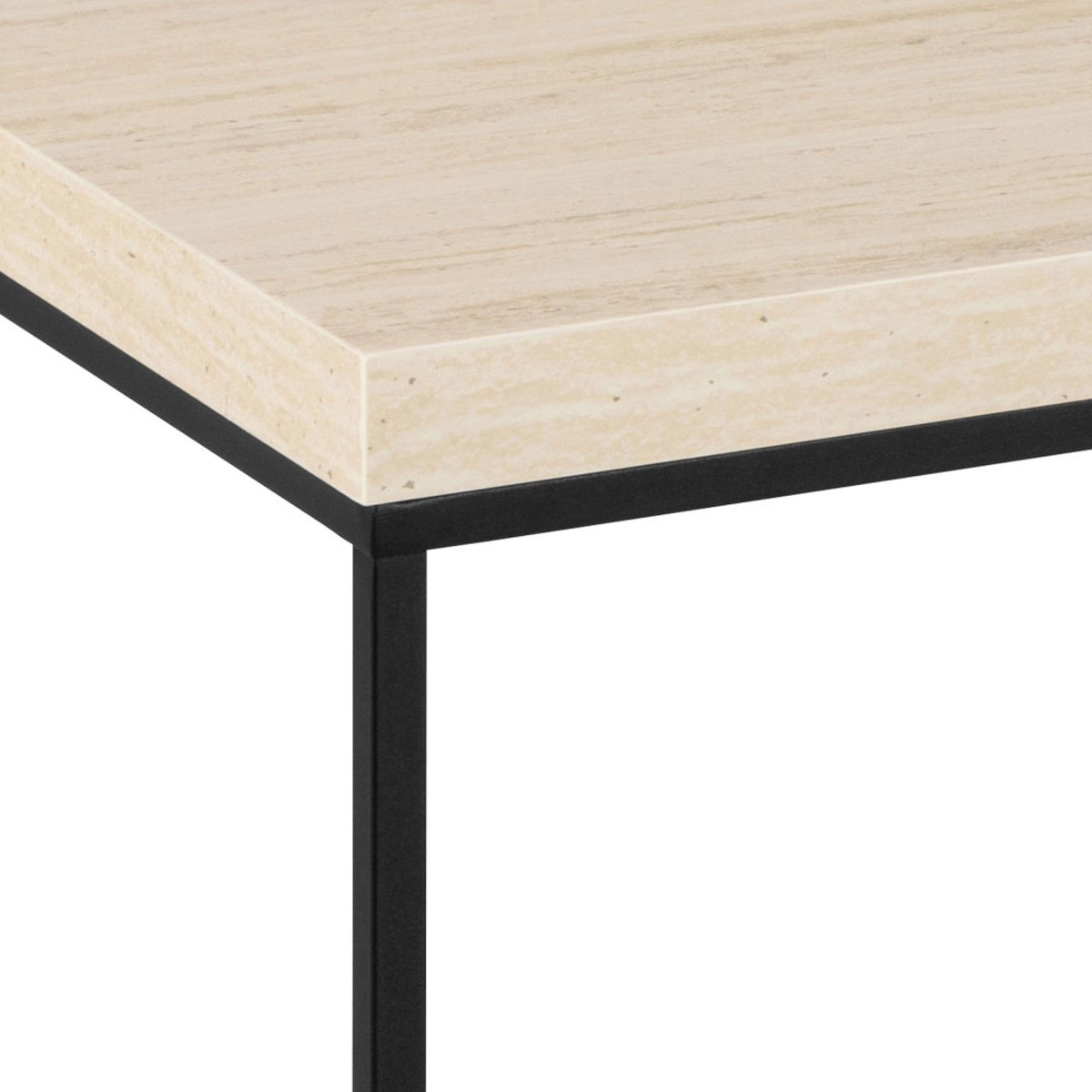 Table basse en effet travertin et métal 110x50cm- MIXO beige, DRAWER