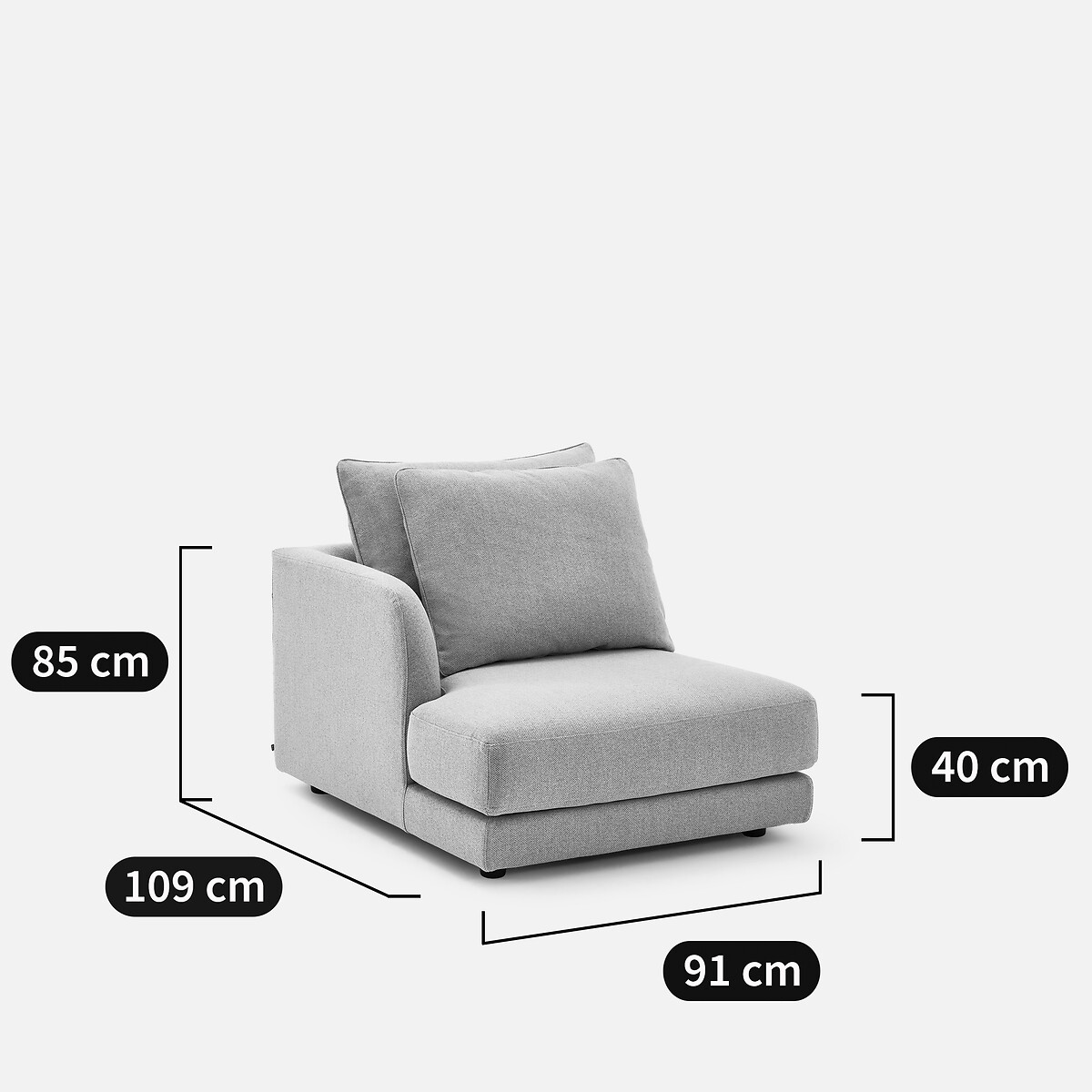 Sofá modular, lado izquierdo, en tweed, TIBERIO natural/gris claro, AM.PM