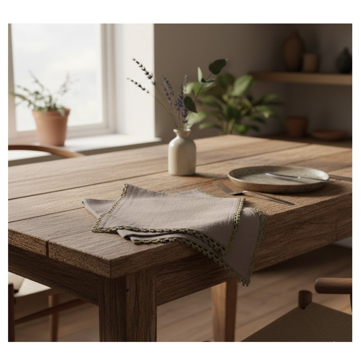 Lot de 3 Serviettes de table Feminas marron, EDEN