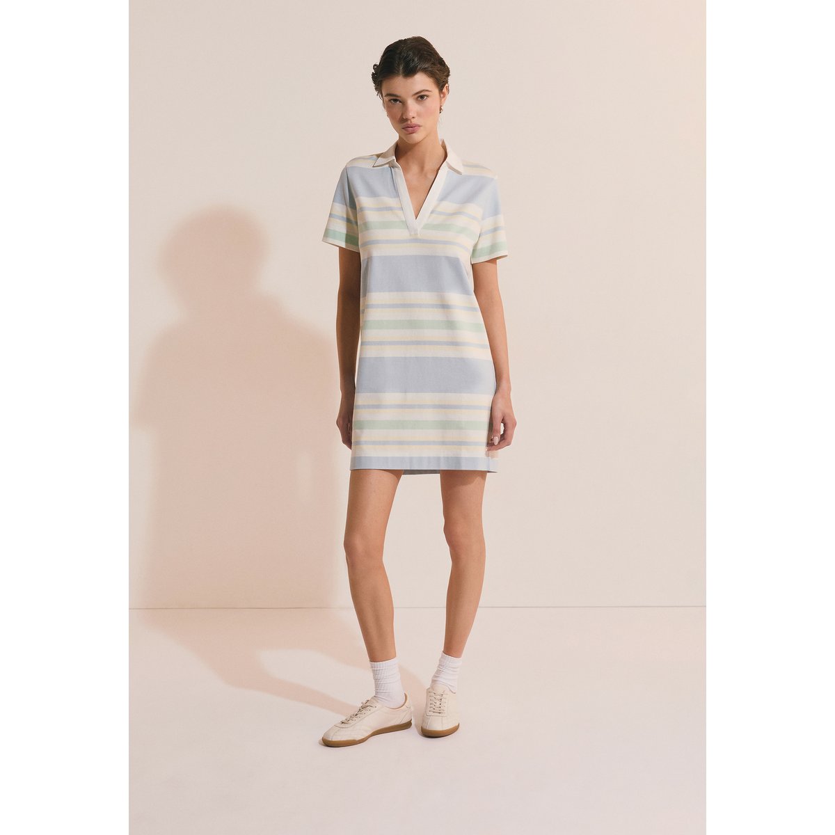 Robe courte à rayures en coton RAIPONCE RAY bleu azur, ETAM