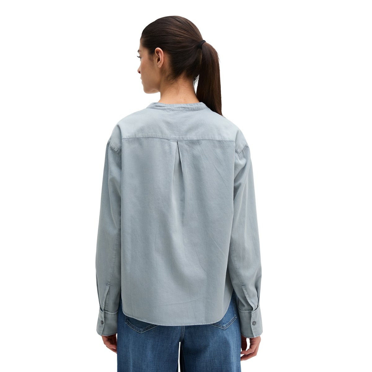 Blouse loose en satin de coton gris, MARC O'POLO