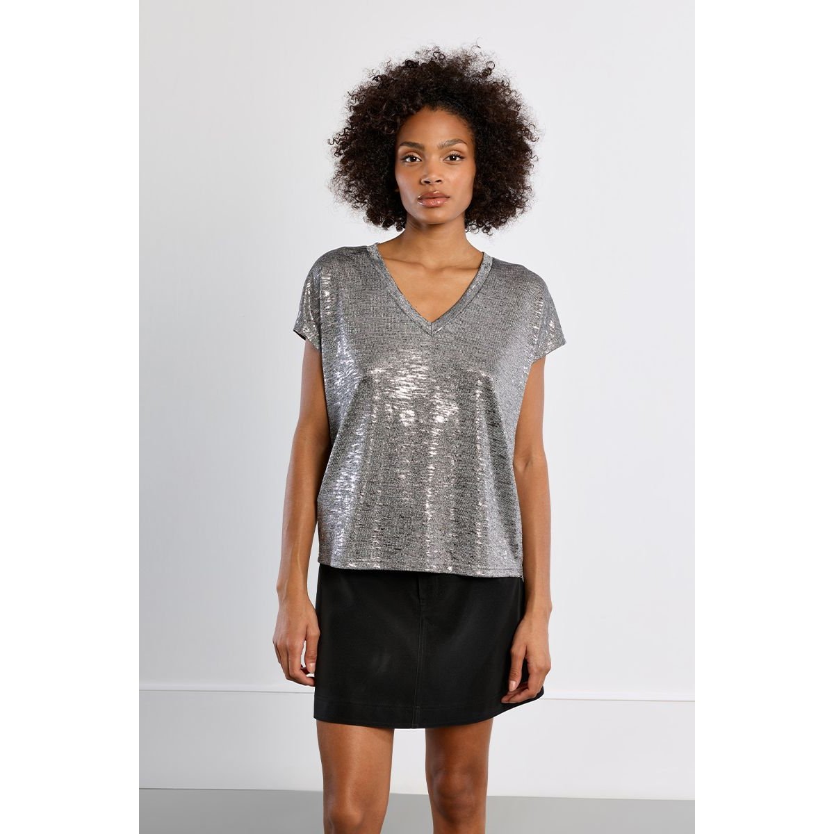 T-shirt métallisé gris, LILI SIDONIO
