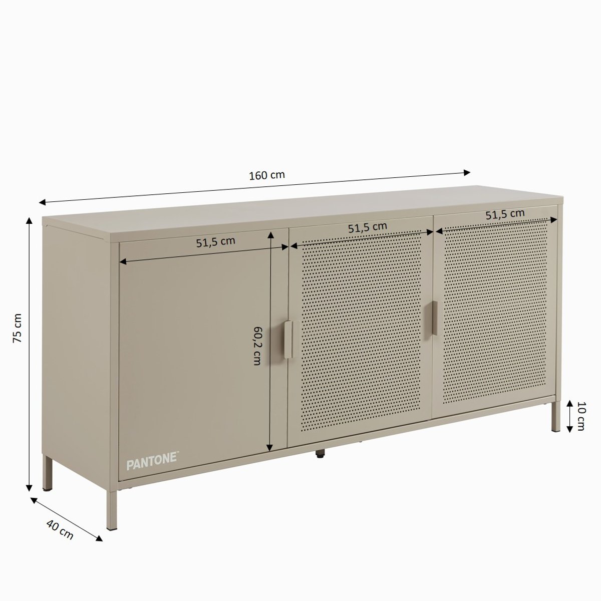 Buffet en acier 3 portes taupe, PANTONE