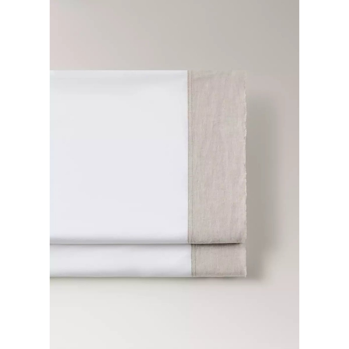 Drap plat coton lavé bord lin lit 150/160 cm sable, MANGO HOME