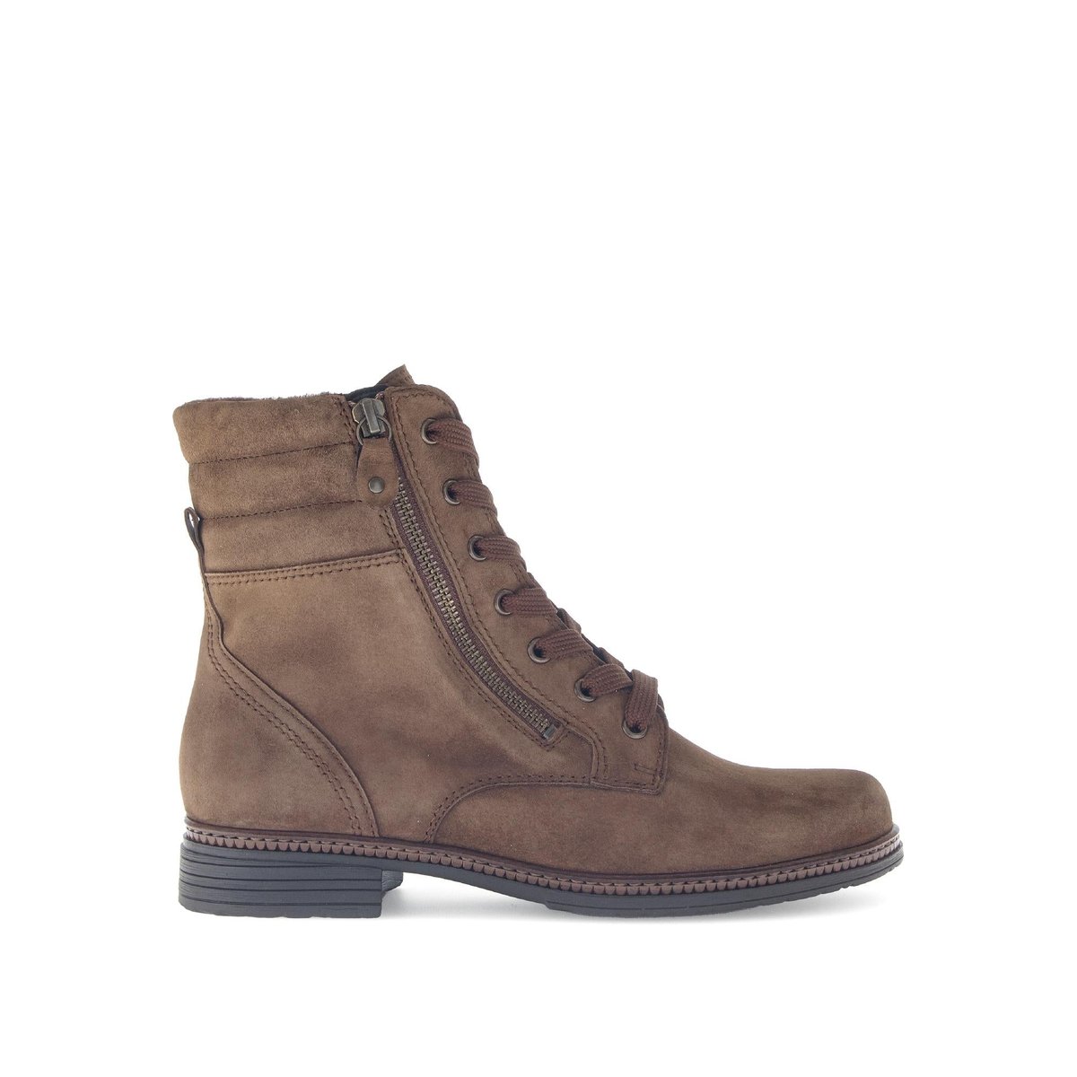 Bottines à lacets en cuir à talon décroché marron, GABOR