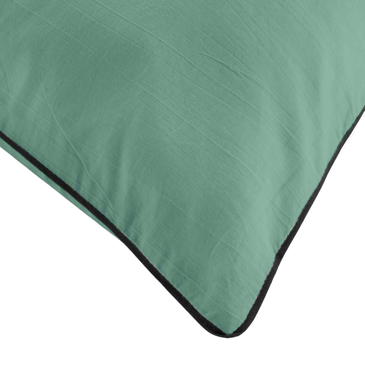 Parure de lit coton lavé LINETTE vert d'eau, DOUCEUR D'INTÉRIEUR
