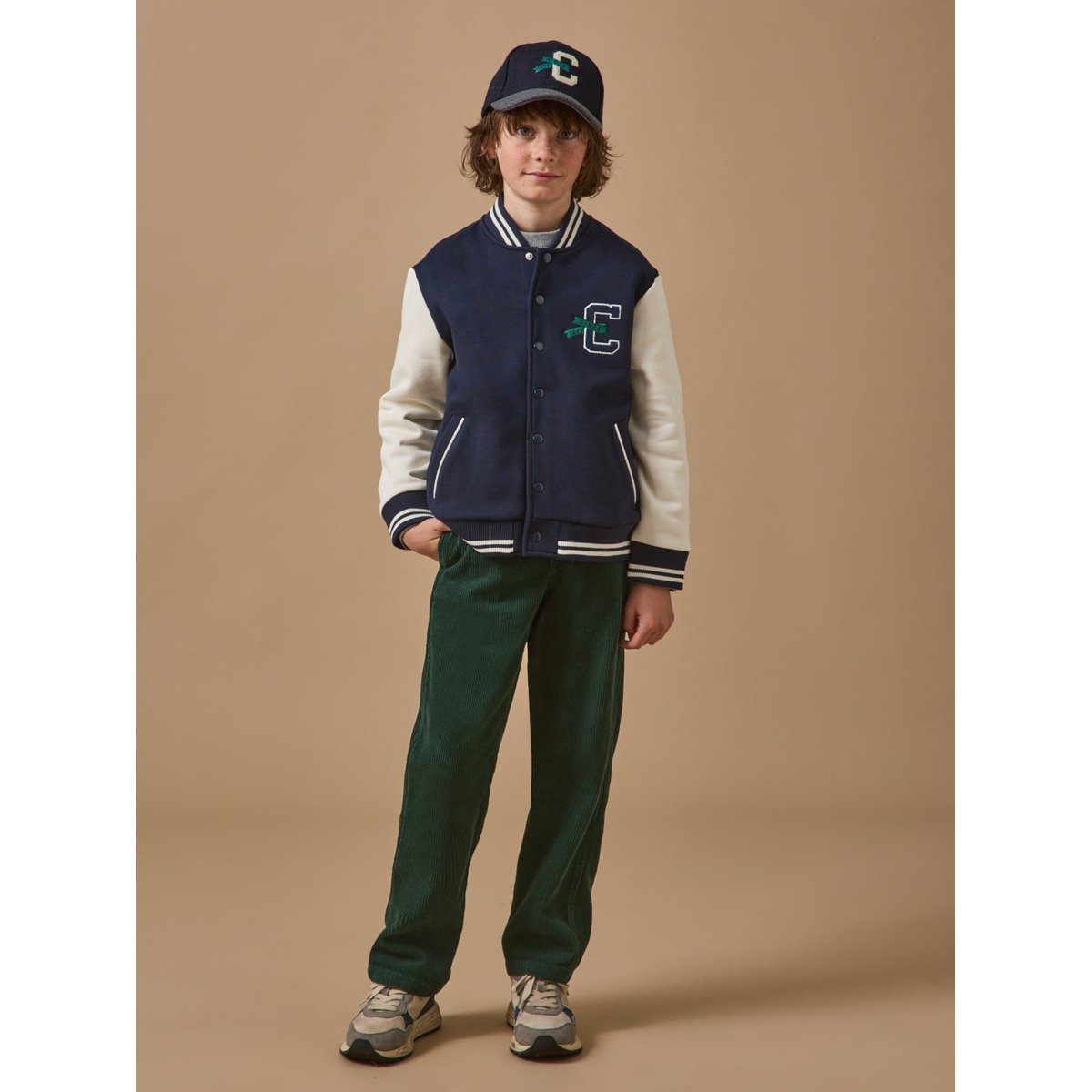 Blouson teddy brodé marine, CYRILLUS