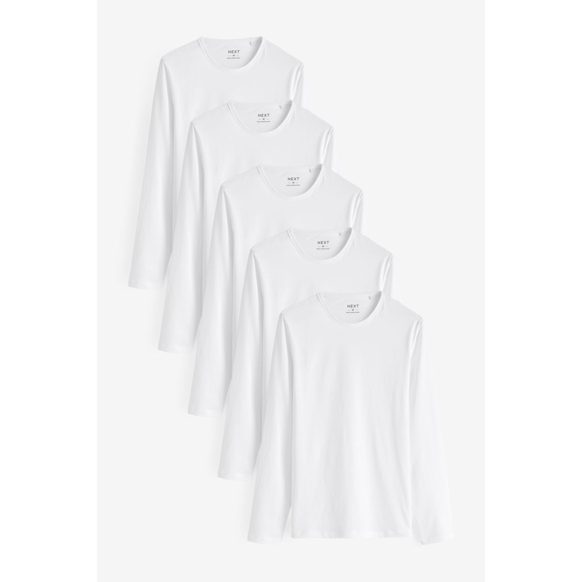 T-shirts à manches longues, lot de 5 blanc, NEXT