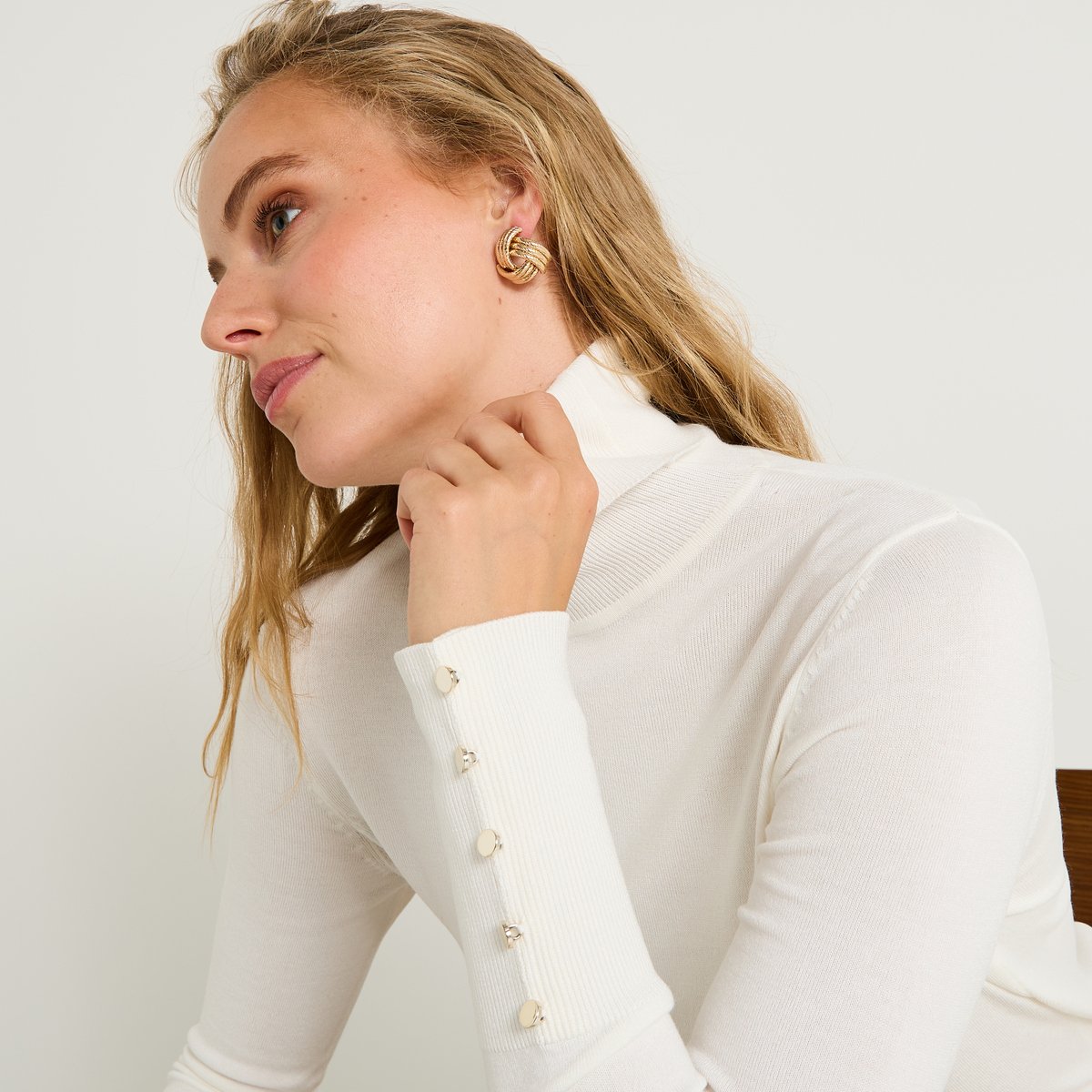 Pull col roulé blanc cassé, GRAIN DE MALICE