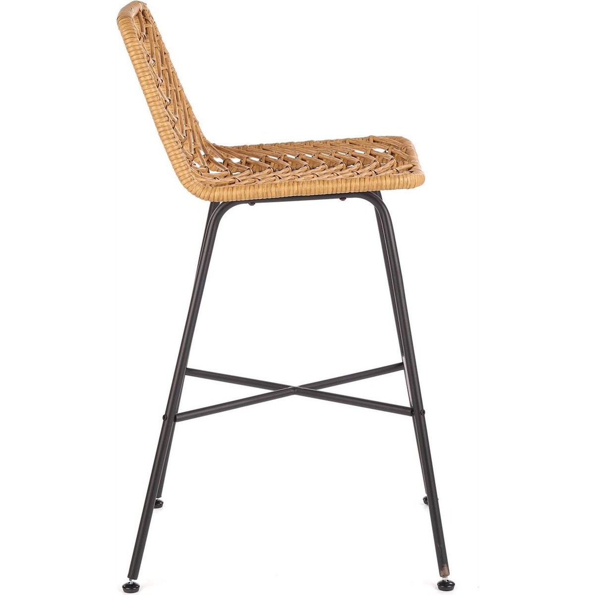 Tabouret de bar en rotin tressé SHEQEL naturel et noir, RECOLLECTION