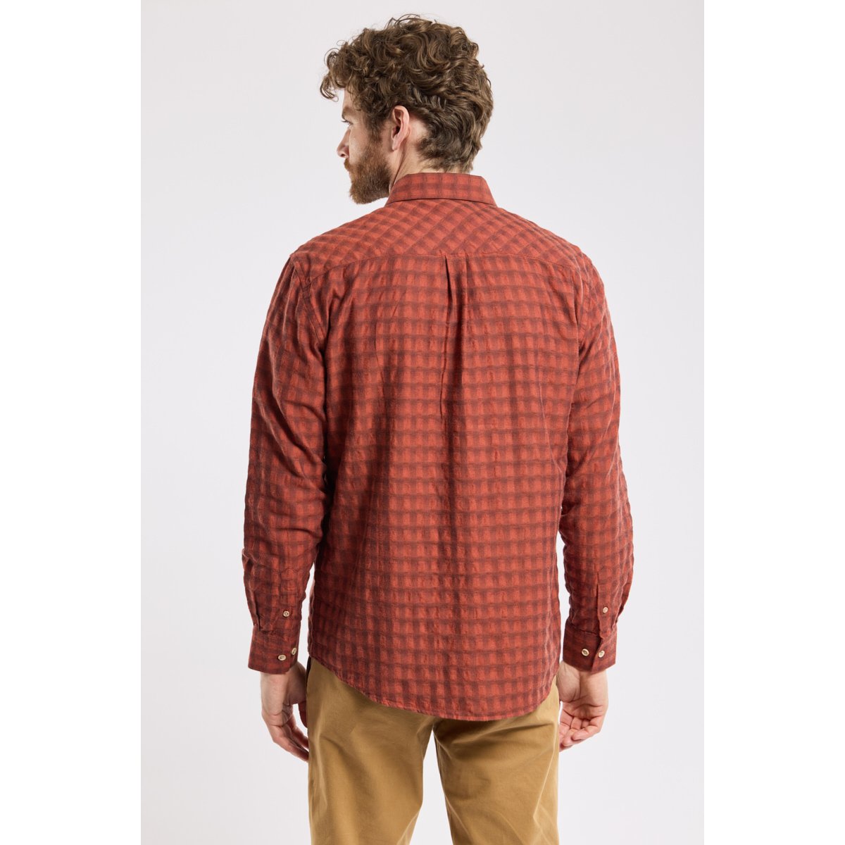 Chemise carreaux en coton pour homme carreaux paprika h25, ARMOR-LUX