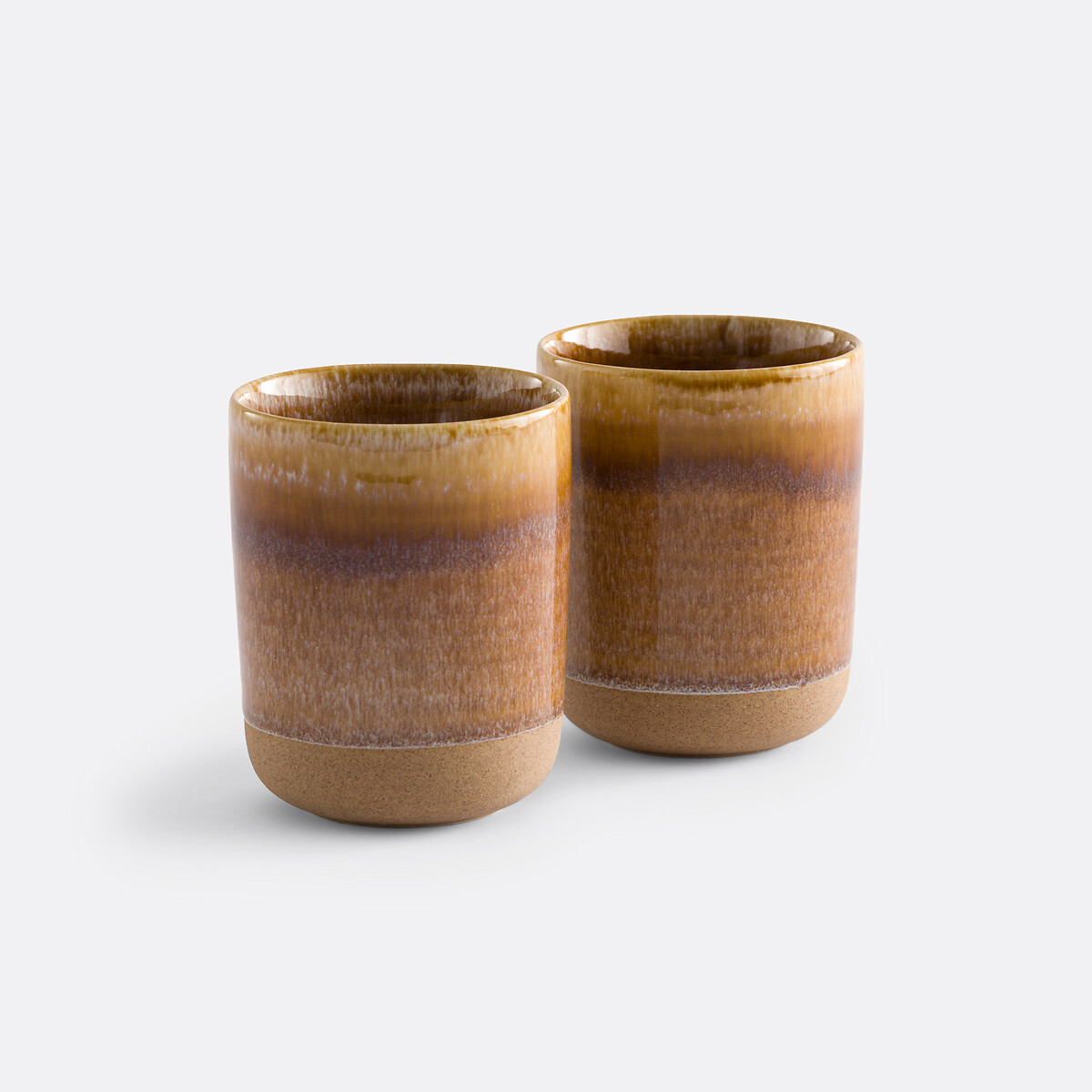 Lot de 2 tasses en grès émail réactif, Bisceto caramel, LA REDOUTE INTERIEURS