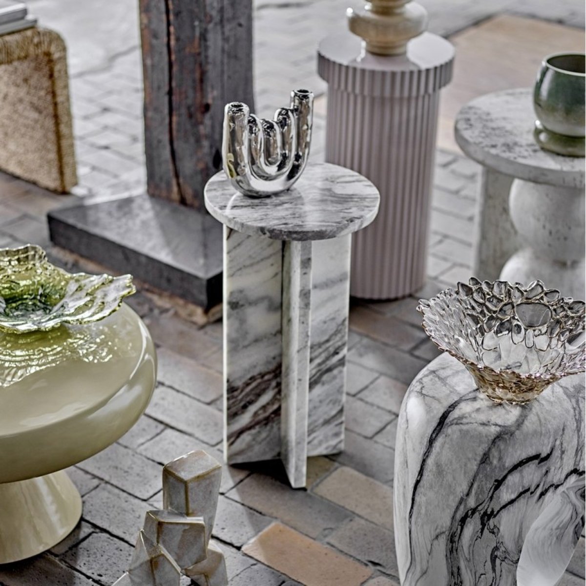 Bol verre sculptural TINKI beige, BLOOMINGVILLE