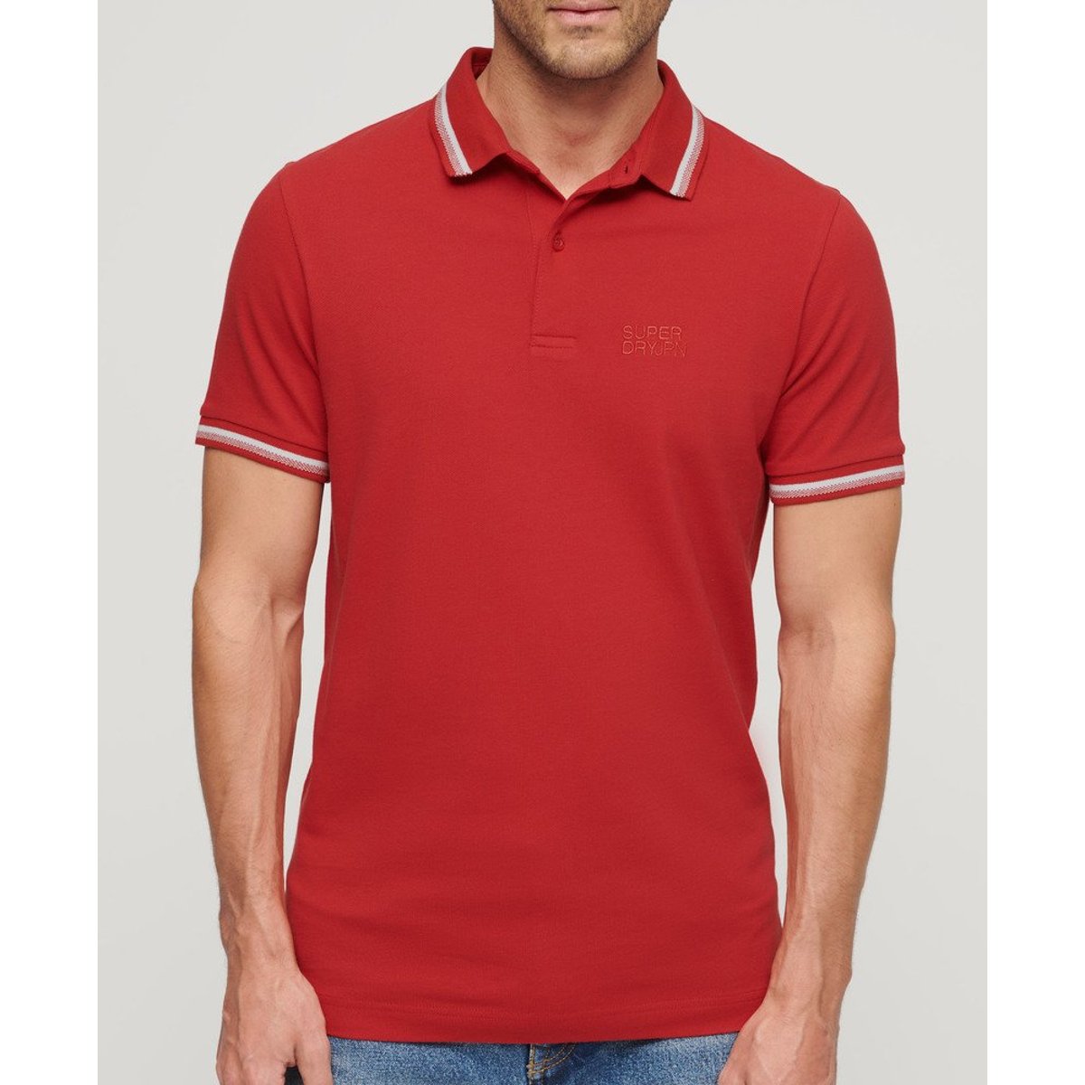 Polo à liseré Sportswear rouge pomme, SUPERDRY
