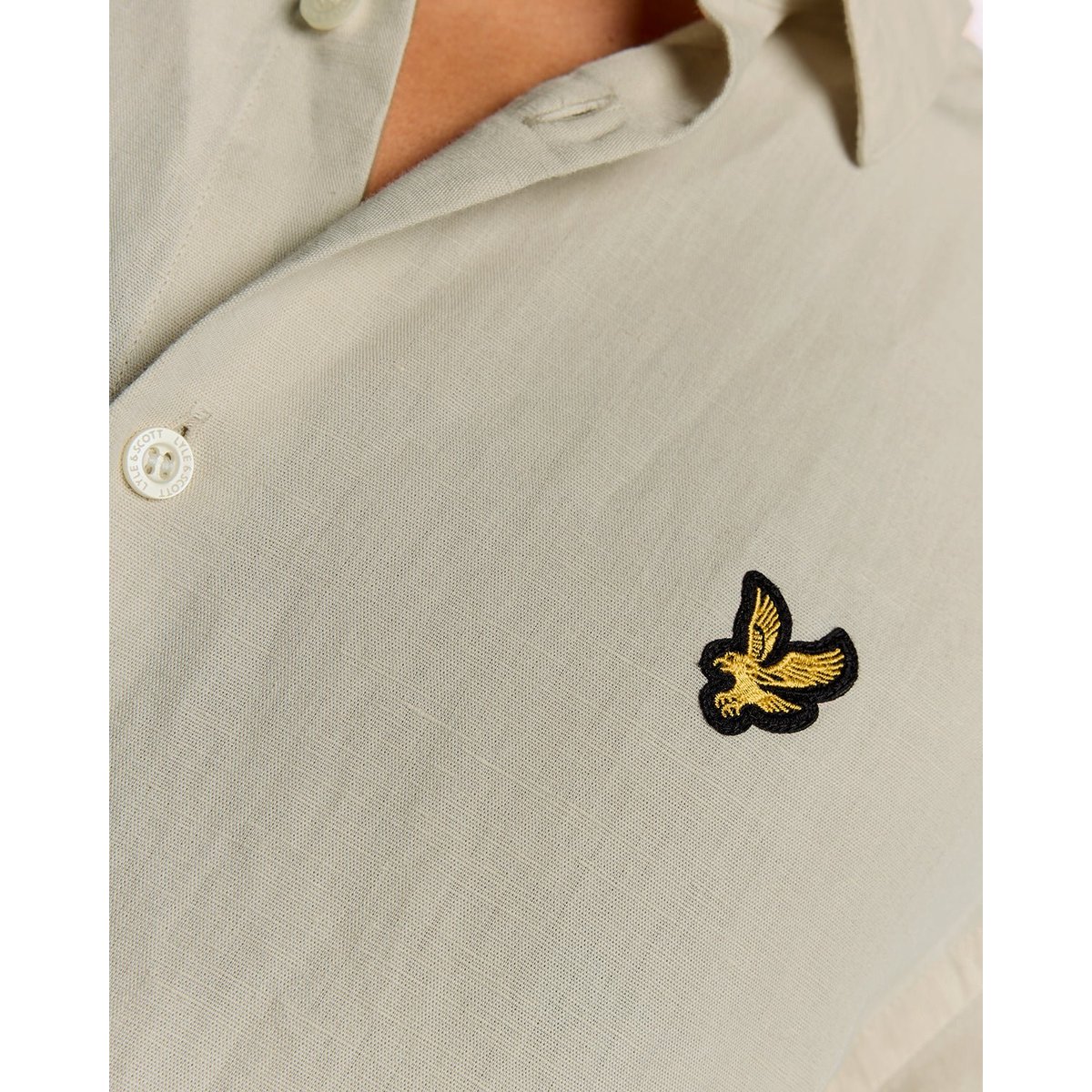 Chemise manches courtes en mélange de lin blanc crique, LYLE & SCOTT