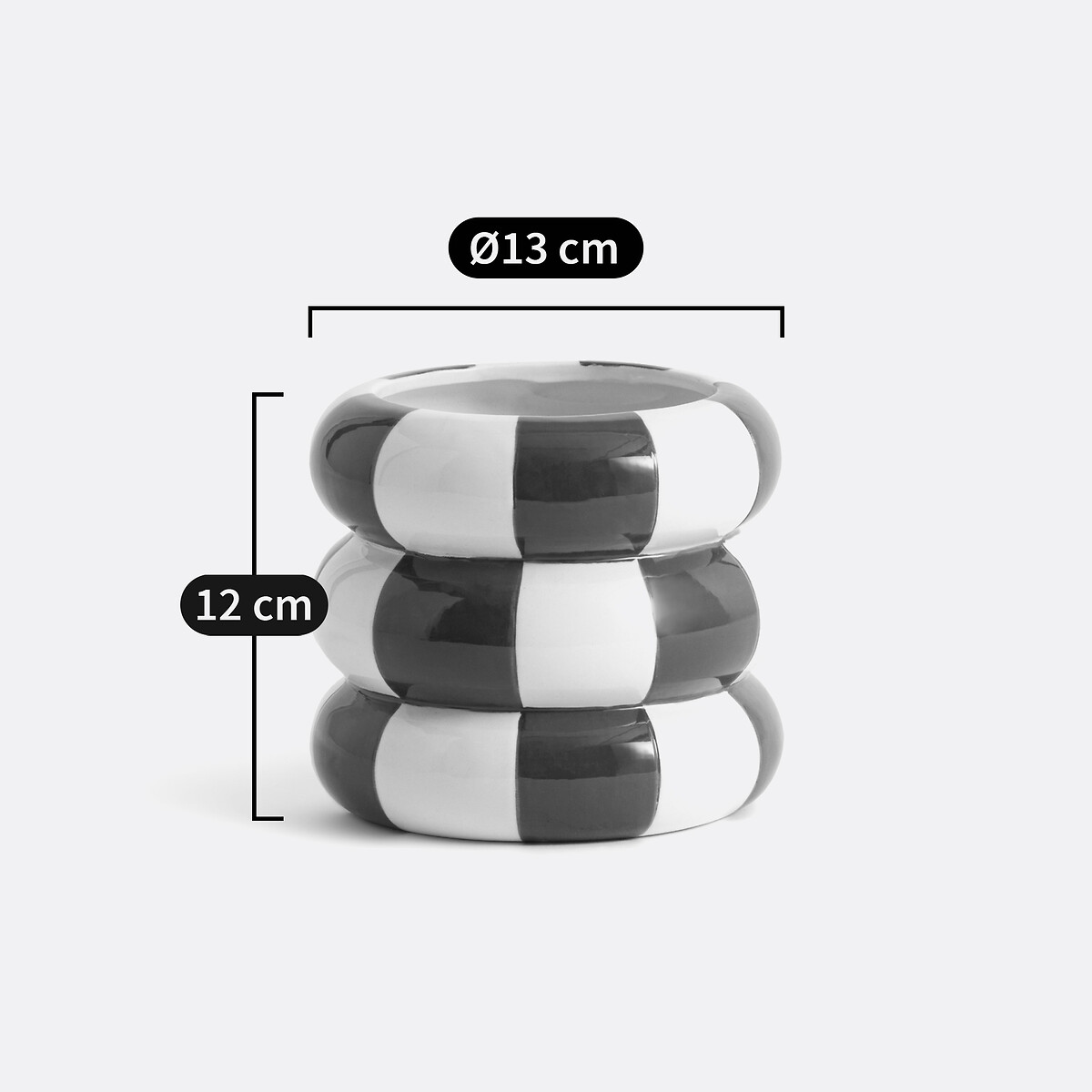 Konya 13cm Diameter Two-Tone Checkerboard Ceramic Flower Pot multi-coloured, LA REDOUTE INTERIEURS