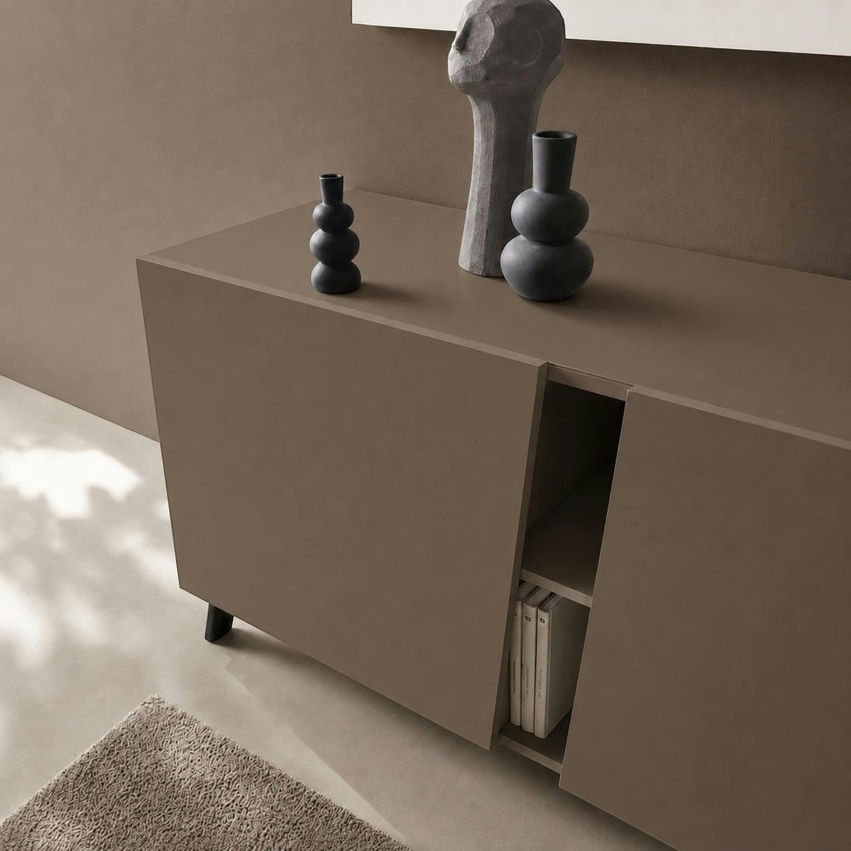 Buffet contemporain 3 portes, découpe diagonale LORA marron, PIER IMPORT