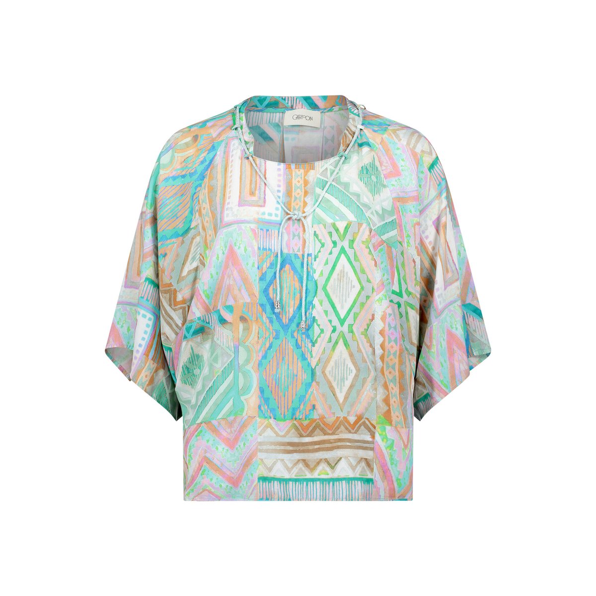 Chemisier oversize à motifs vert/violet, CARTOON