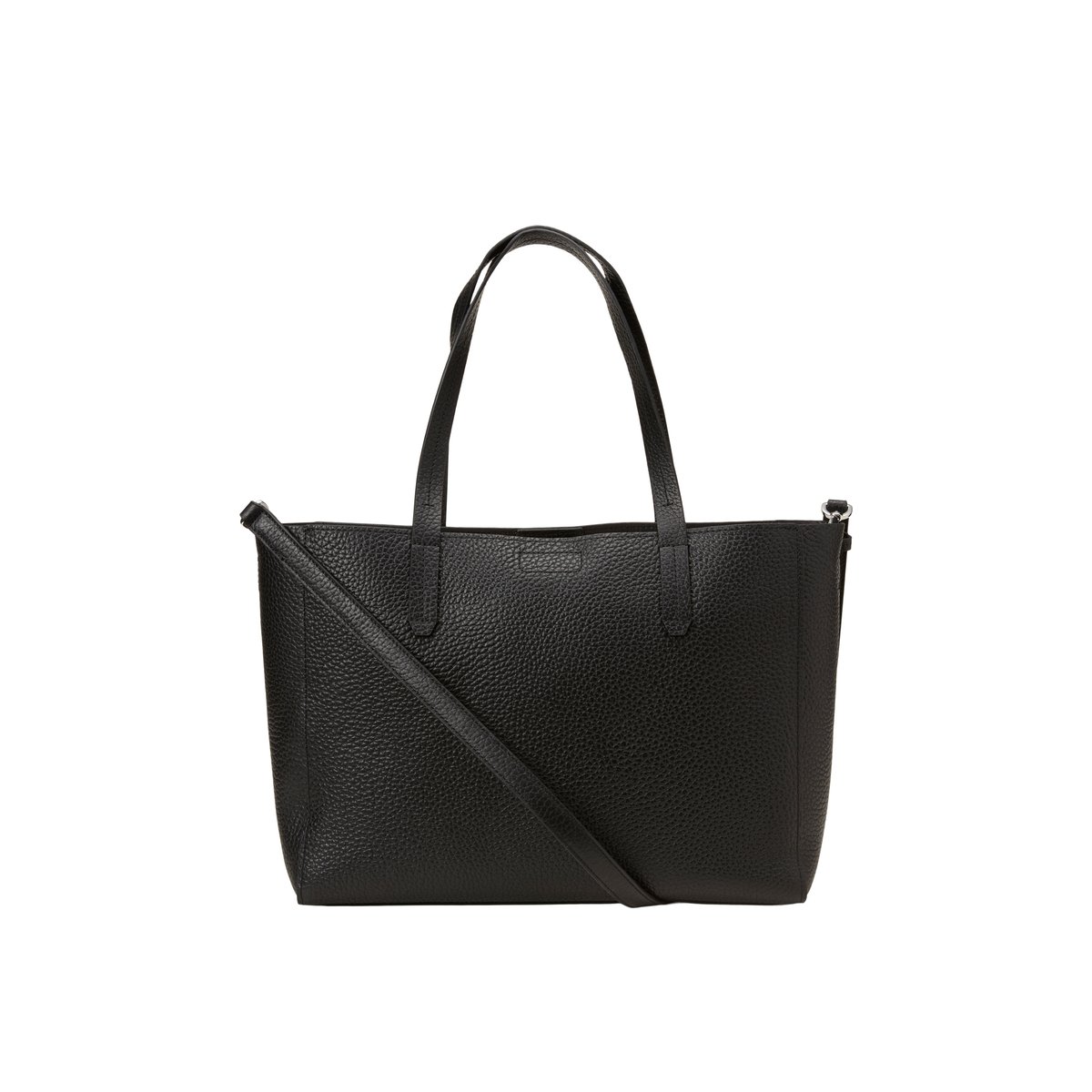 Shopper 3 en 1 moyen en cuir de vache grainé noir, MARC O'POLO