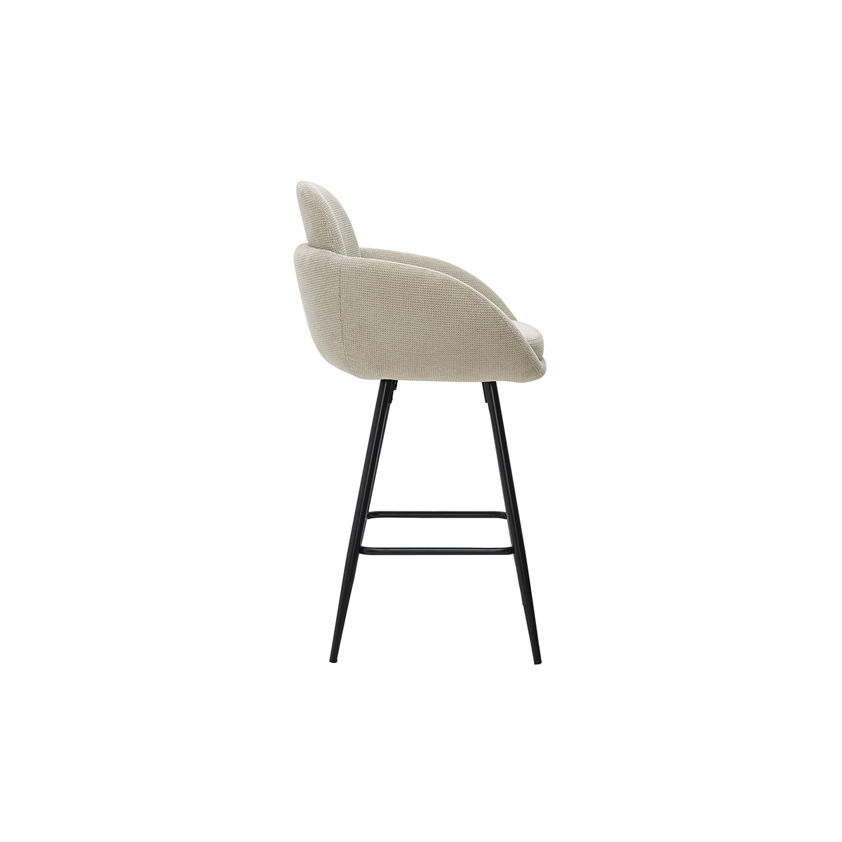 Tabourets de bar en tissu chenille terre brûlée et métal noir H68.5 cm (lot de 2) SLAKE beige, MILIBOO